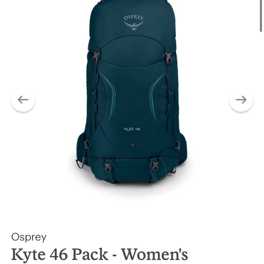 Osprey KYTE 46 backpack in Icelake green